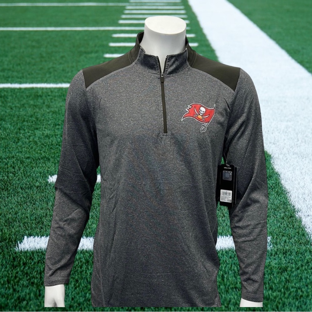 NWT Tampa Bay Buccaneers Gray Black Pullover NFL Team Apparel 1/4 Zip Jacket MD